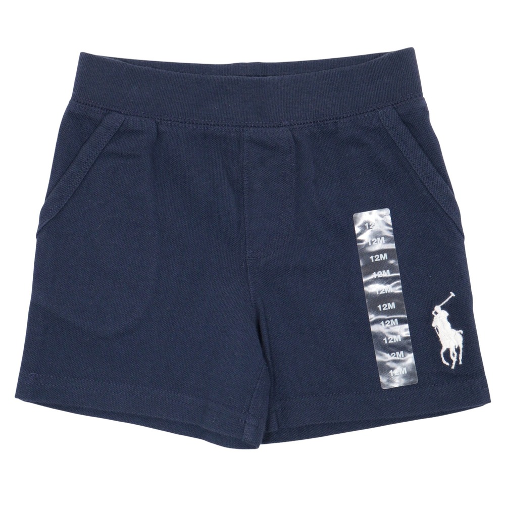 Ralph Lauren Shorts Knit Big Pony Logo Navy Cotton Kids Baby 12M NWT